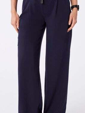 Figs Wide-Leg High Waisted Shelby Scrub Pants Navy Blue